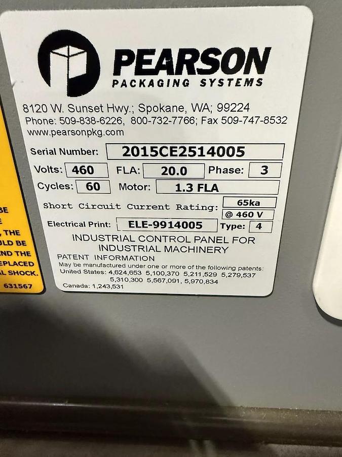 Used PEARSON CE25 Case Erector - Case Former with Nordson ProBlue 7 Hot Glue System, Year 2015