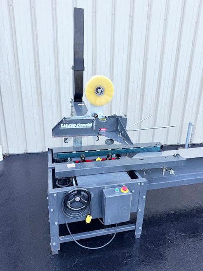 Used Loveshaw Little David SP-304 Semi-Auto Uniform Case Sealer with Case Packing “T” Rail