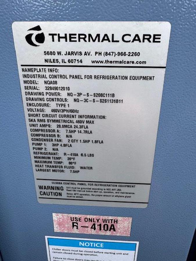 Used Thermal Care 8 Ton Water Chiller- Accuchiller NQ-Series