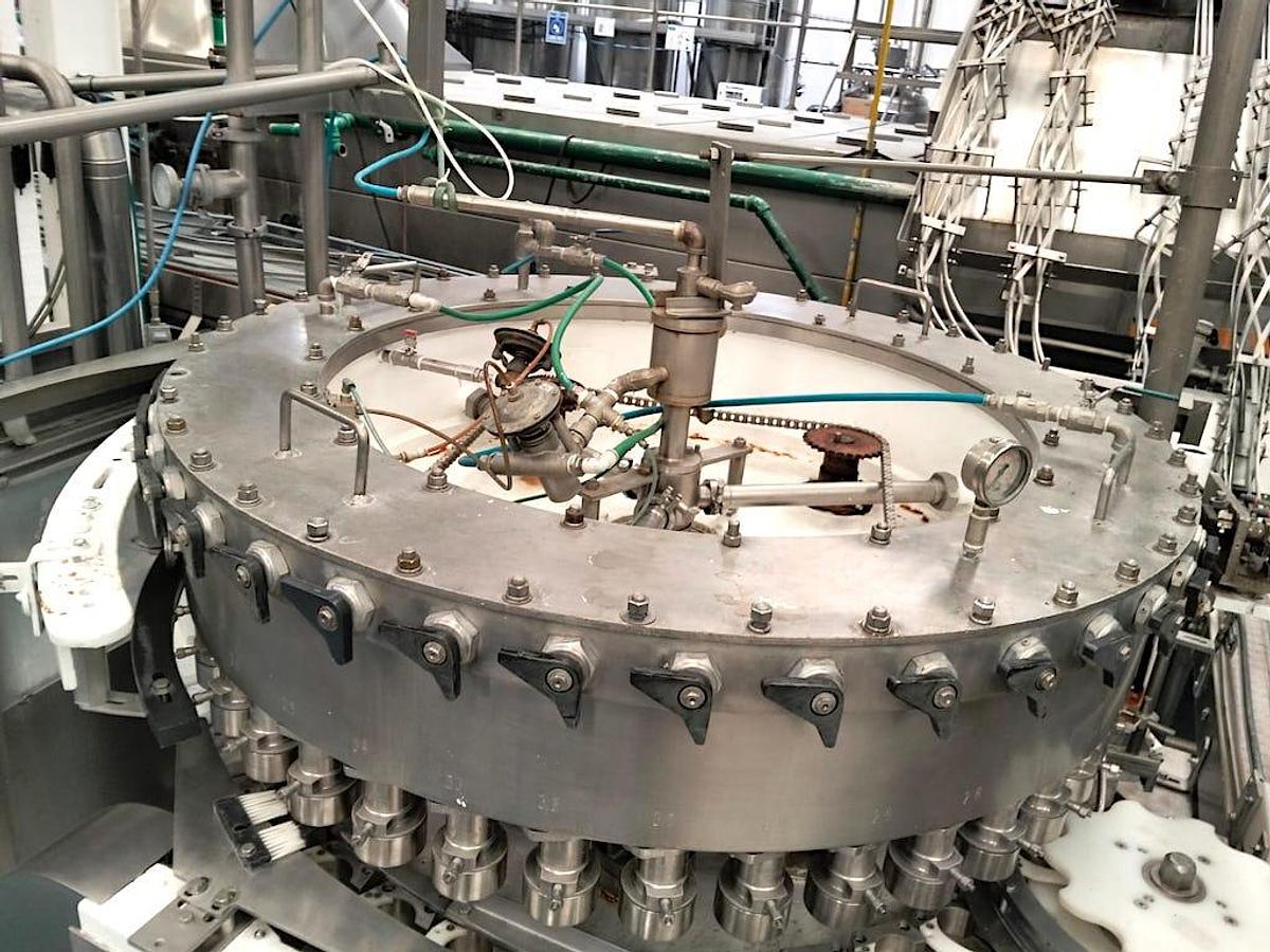 Used Crown Bevcorp 40 Valve Can Filler with Angelus 61H Seamer