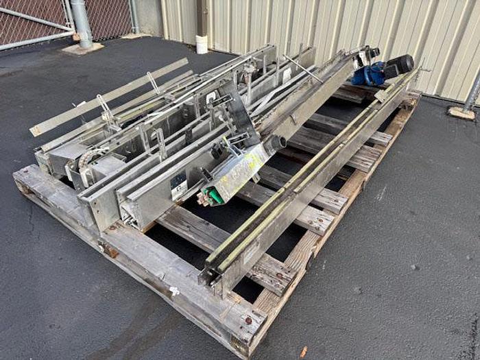Used 146 feet (lot) Single File 3.25 Inch Wide Stainless Steel Conveyors