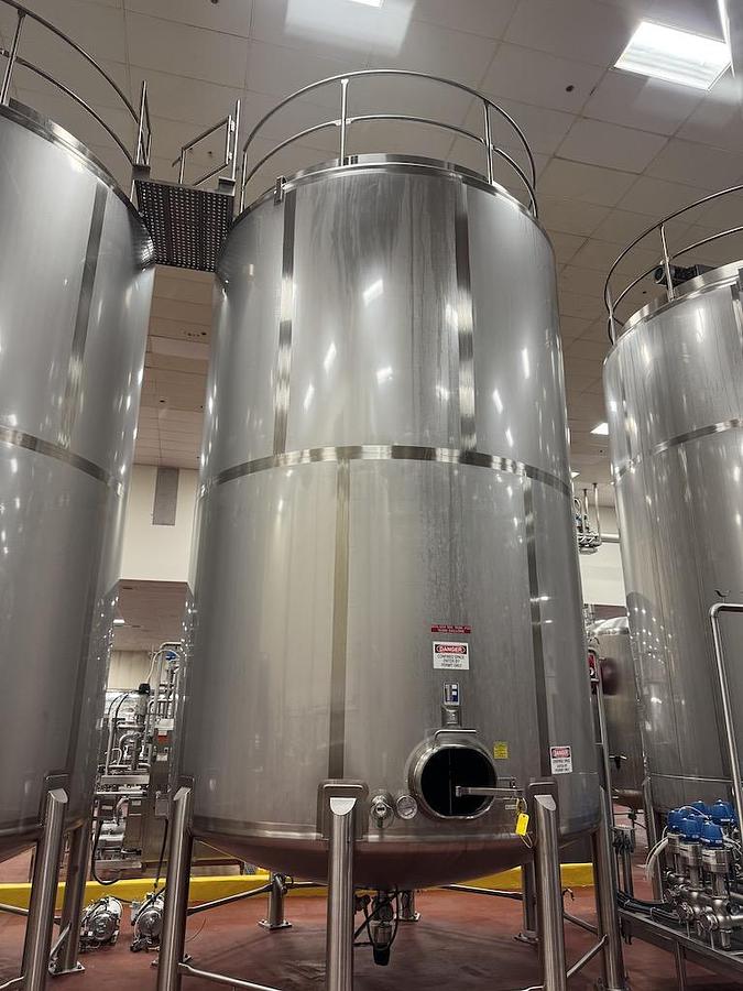 Used Feldmeier 15,000 Gallon Vertical Mix Tanks, 316L Stainless Steel