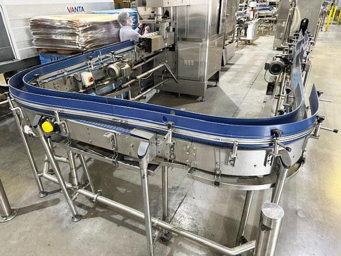 Used Tech-Long 3.25” Wide Stainless Steel Table Top Conveyor with Plastic Belt