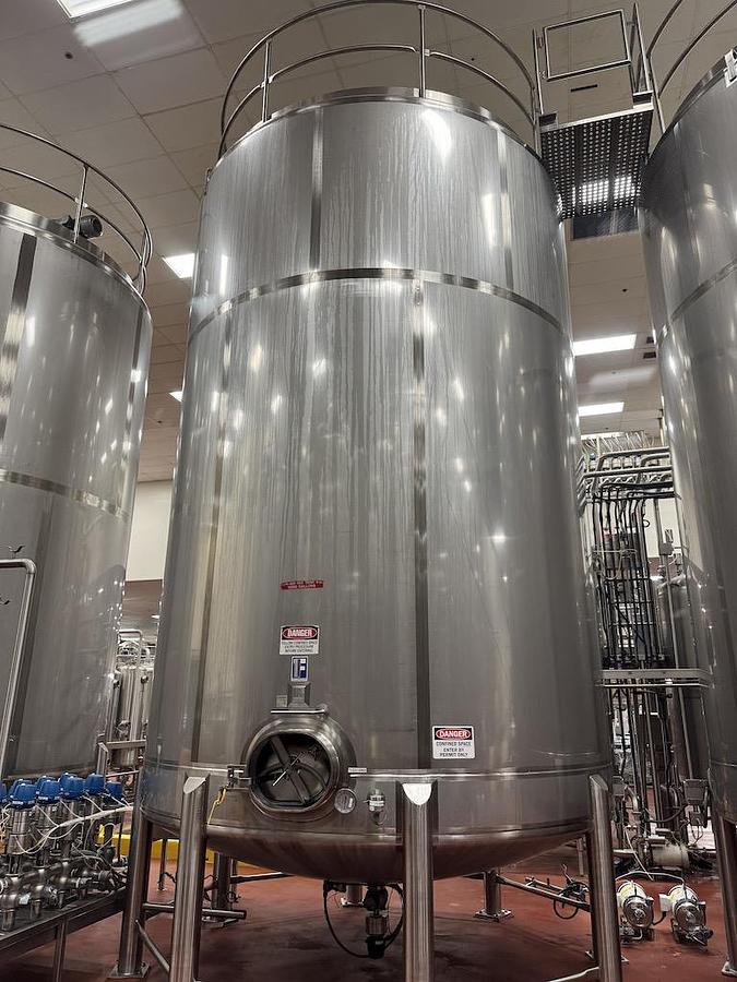 Used Feldmeier 15,000 Gallon Vertical Mix Tanks, 316L Stainless Steel