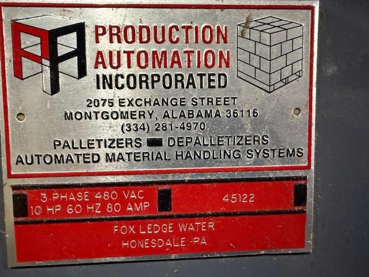 Used Production Automation Inc (PAI) Case Palletizer, model 4500