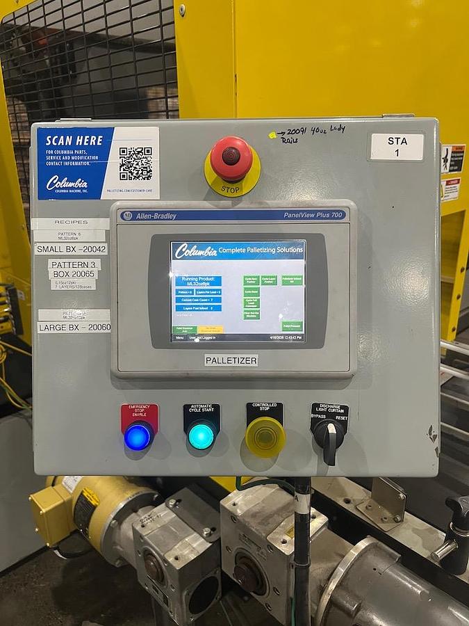 Used Columbia Low Level Case Palletizer, Model FL3000, Mfg’d 2018