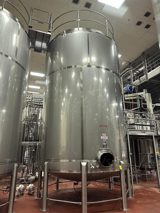 Used Feldmeier 15,000 Gallon Vertical Mix Tanks, 316L Stainless Steel