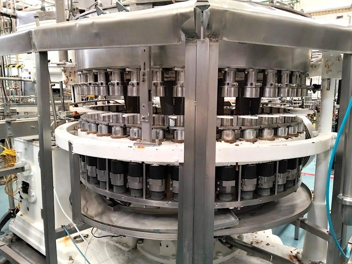 Used Crown Bevcorp 40 Valve Can Filler with Angelus 61H Seamer