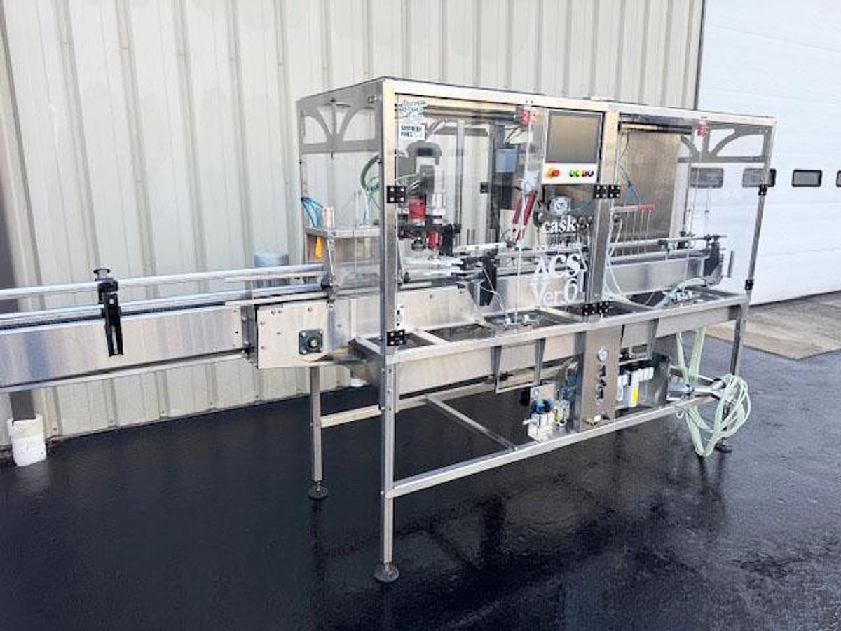 Used Cask ACSV6 Beverage Canning Line with (6) Head Can Fill, Seamer and V3 Depalletizer