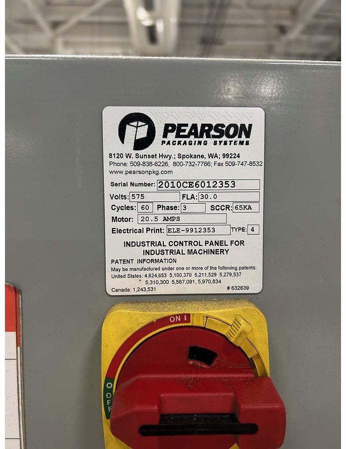 Used PEARSON CE60 SERVO Automatic Case Erector with Nordson Hot Glue System