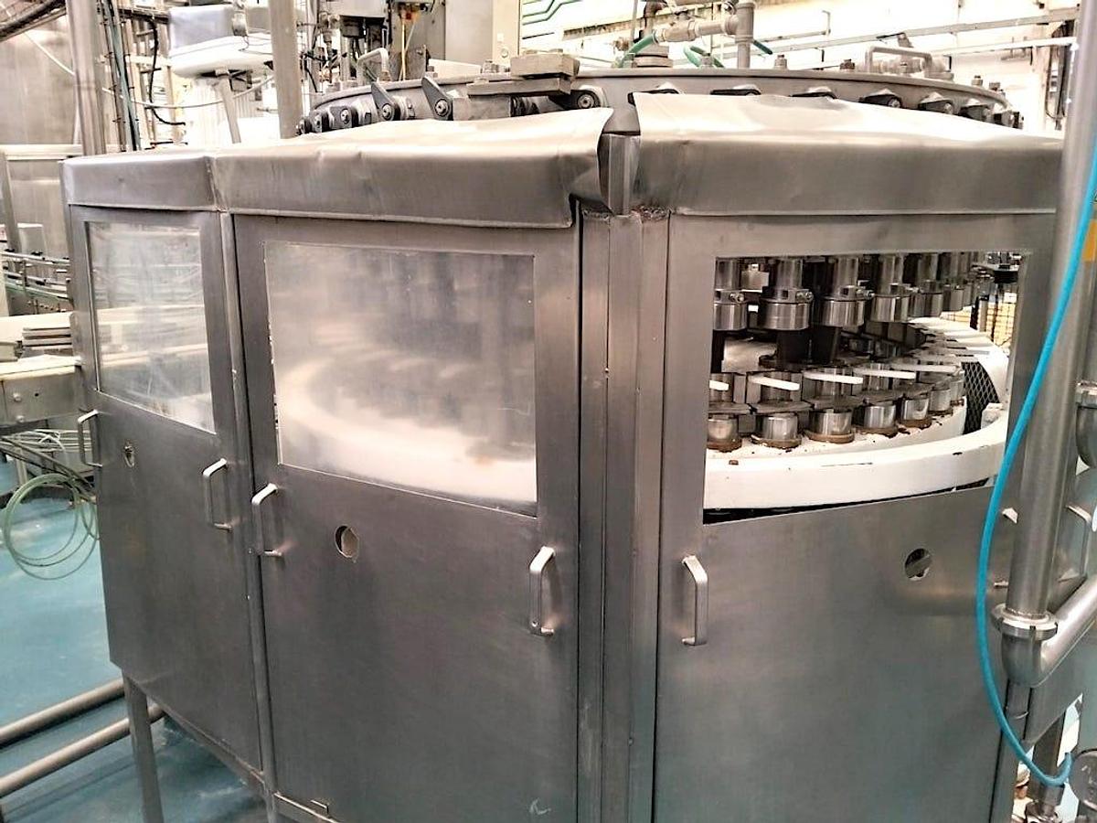 Used Crown Bevcorp 40 Valve Can Filler with Angelus 61H Seamer