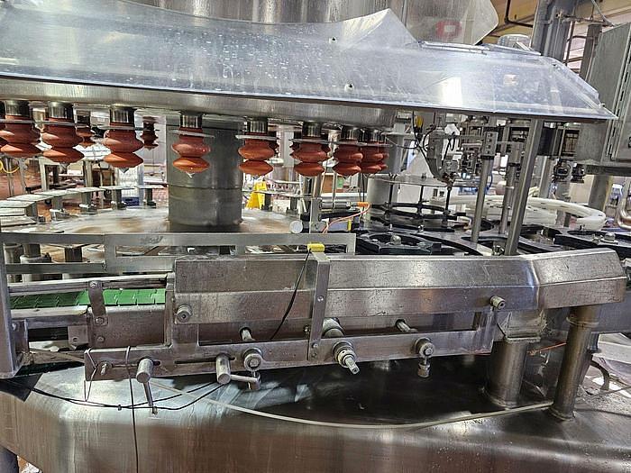 Used Federal 26v Bottle Filler with 8 Head Plastic Screw Capper – Gallon Pitch