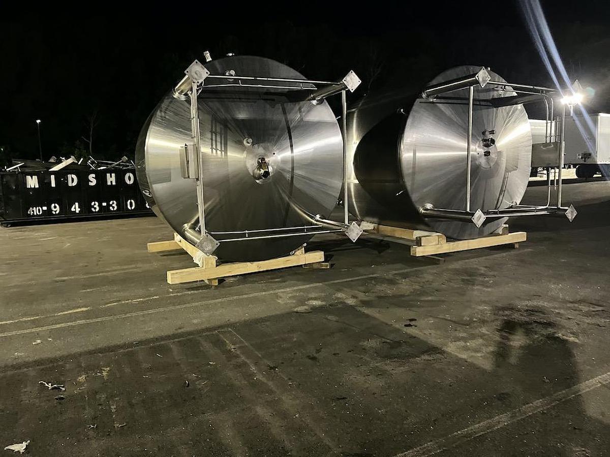 Used Walker 4,000 Gallon Mix Tanks, 316L Stainless Steel, Year 2018