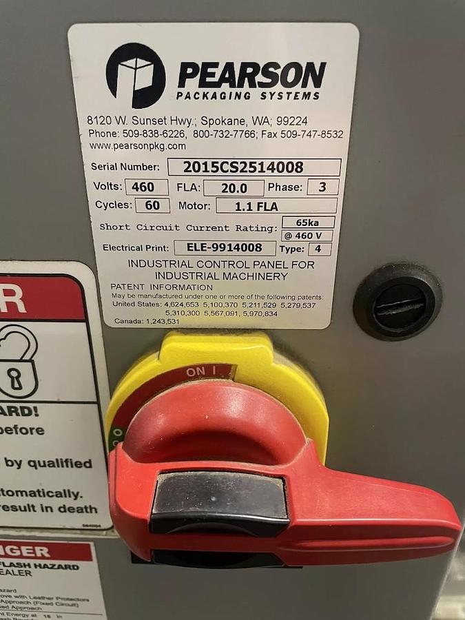 Used Pearson Packaging Case Sealer - Top Gluer model CS25 with Nordson Hot Glue