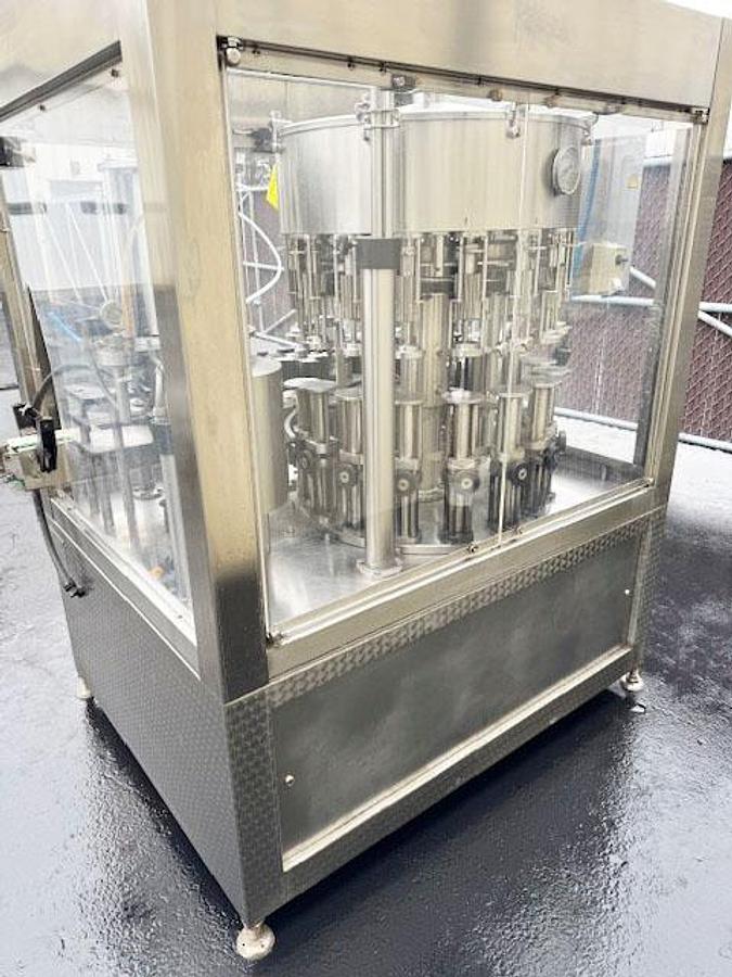 Used GAI 16Valve Triblock Bottle Sparger, Filler & Corker with Cork Feed System