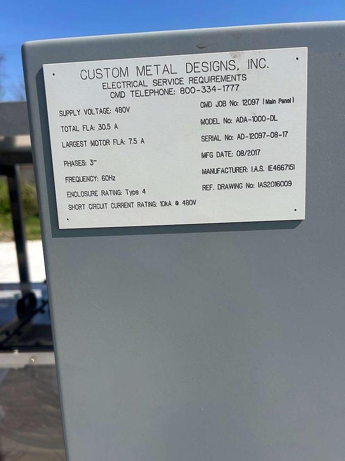 Used Custom Metal Designs Automatic Bottle Debagging System, Year 2017