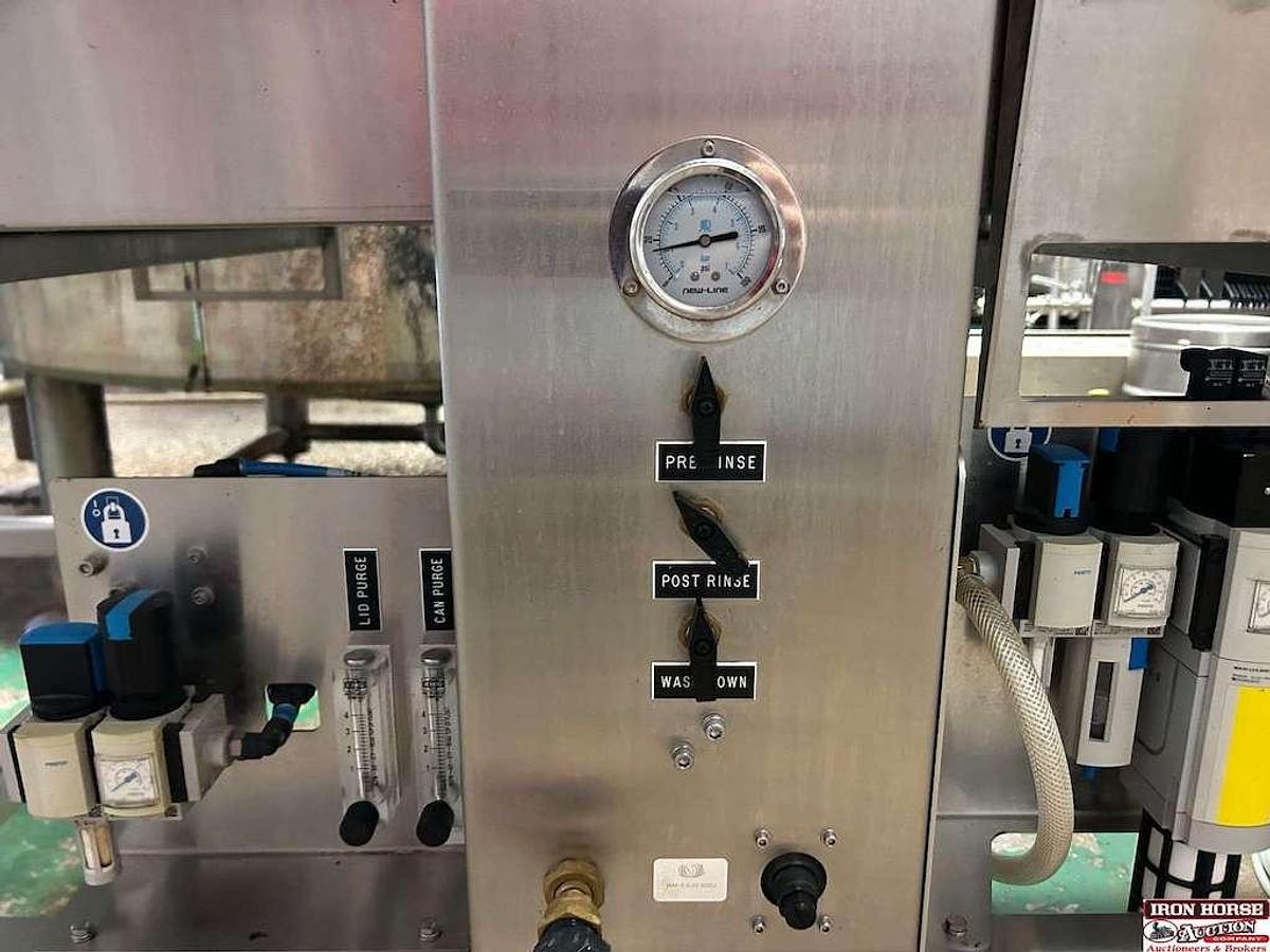 Used Cask ACSV6 Beverage Canning Line with (6) Head Can Fill, Seamer and V3 Depalletizer