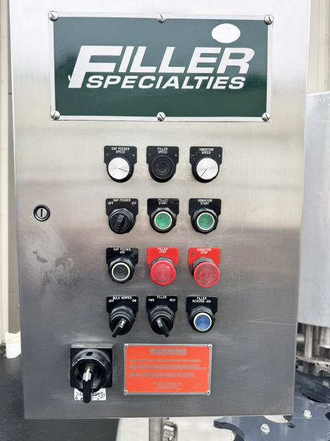 Used Filler Specialties 30/10 Mono-Block Bottle Filler-Capper with Waterfall Style Cap Sorter-Feeder