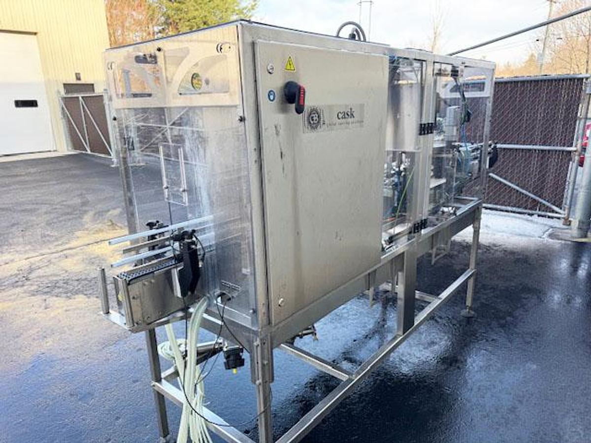 Used Cask ACSV6 Beverage Canning Line with (6) Head Can Fill, Seamer and V3 Depalletizer