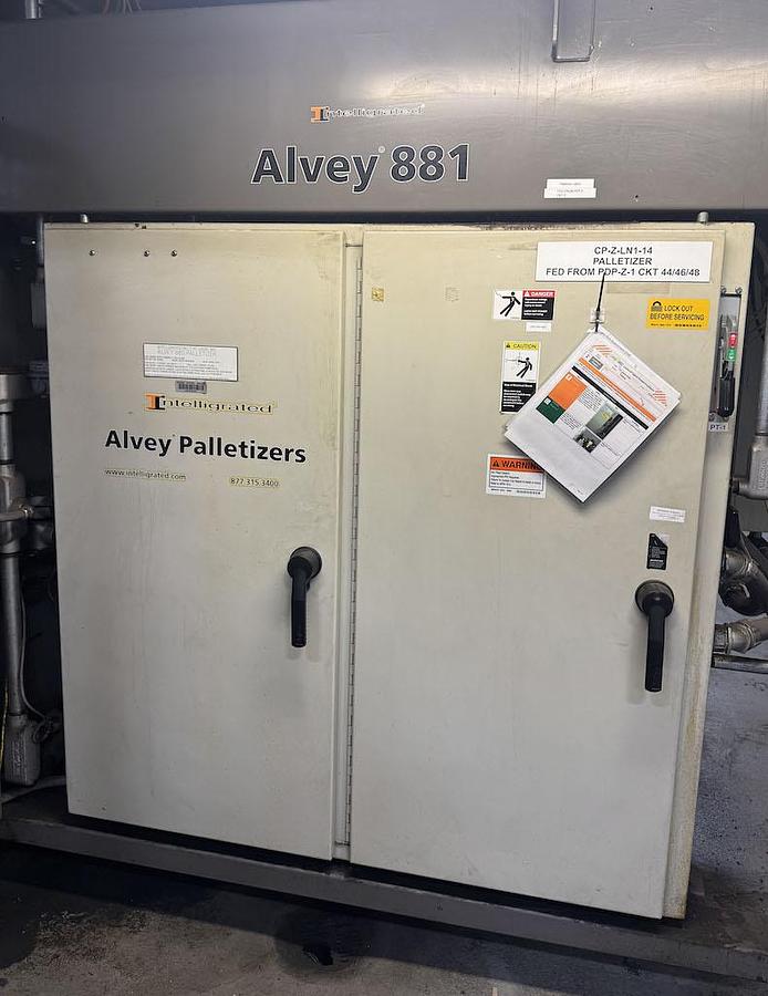 Used Alvey Automatic High Speed Case Palletizer, model 881, Year 2010