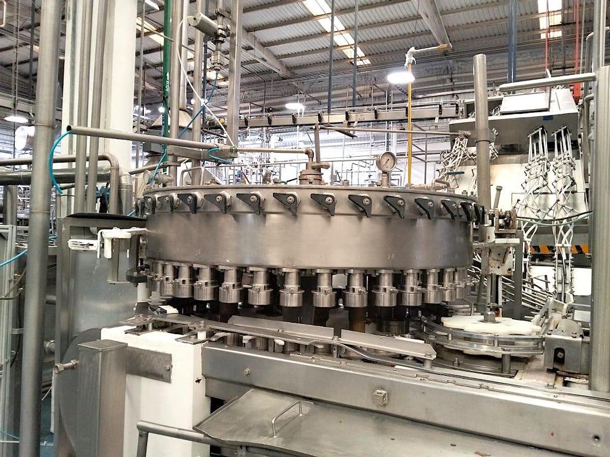 Used Crown Bevcorp 40 Valve Can Filler with Angelus 61H Seamer