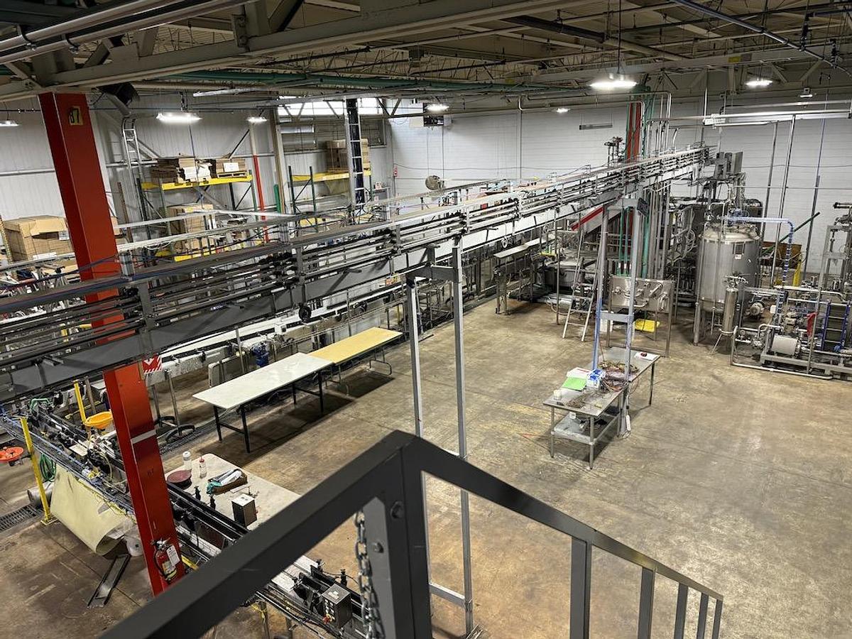 Used Complete Beverage Canning Line with Krones 28v Can Filler and Ferrum Can Seamer 