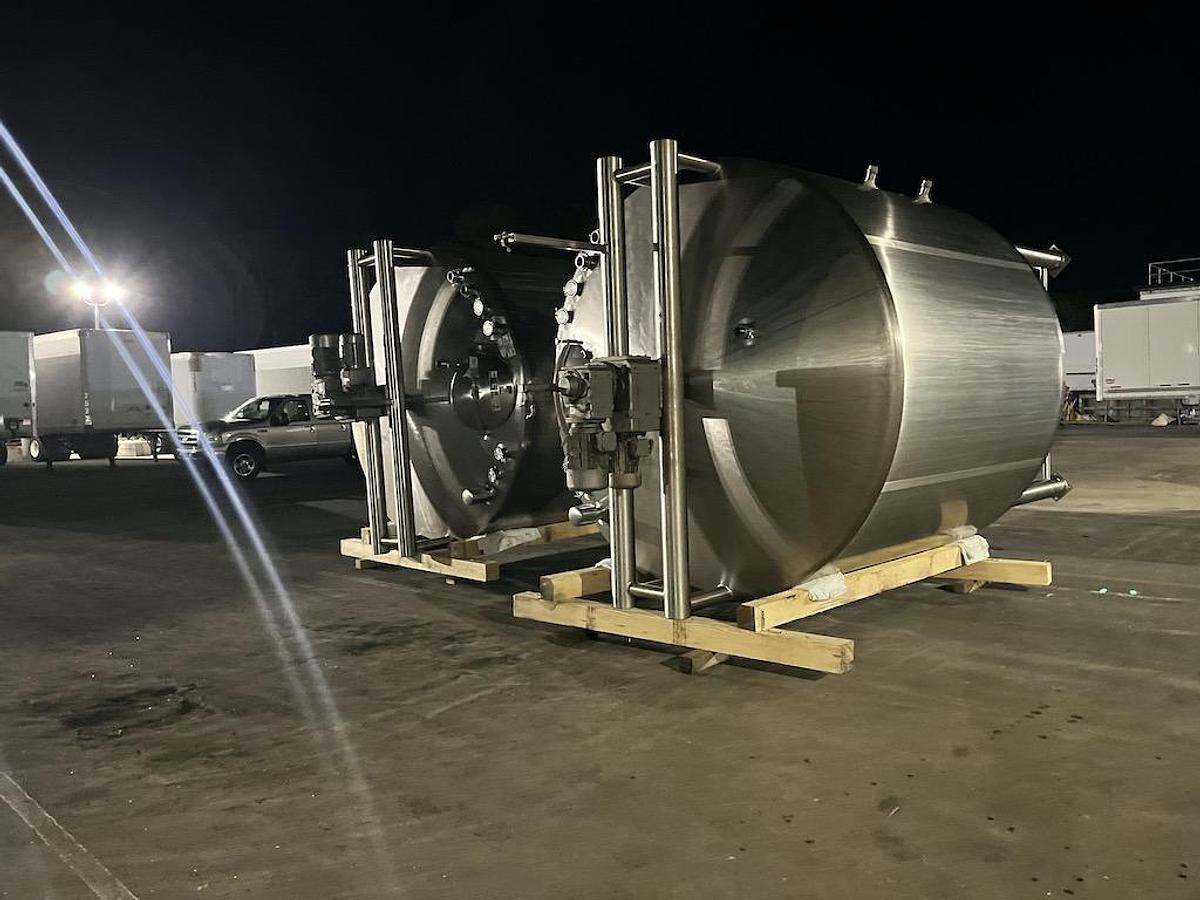 Used Walker 4,000 Gallon Mix Tanks, 316L Stainless Steel, Year 2018