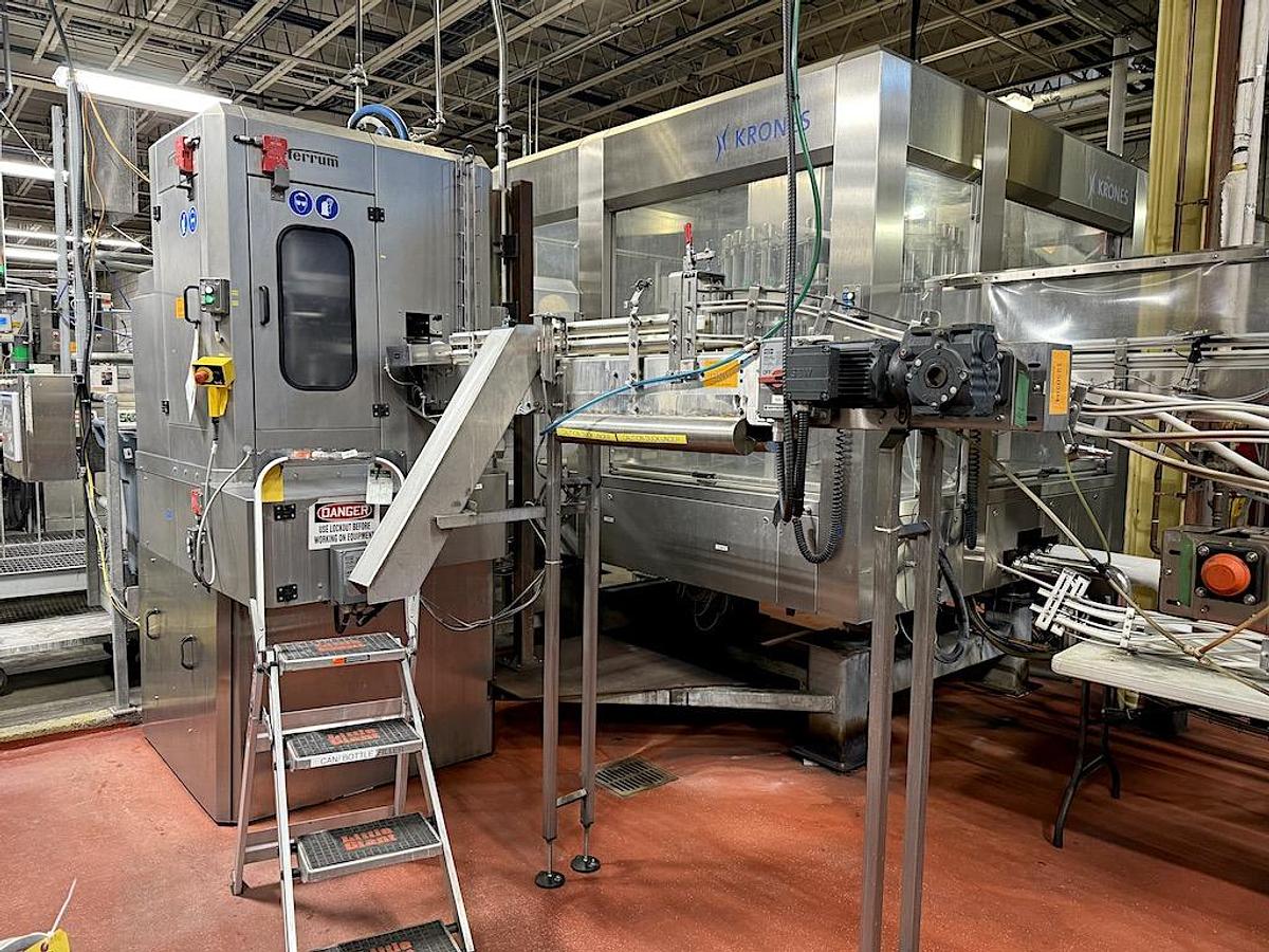 Used Complete Beverage Can Line with Krones 32 Valve Can Filler / Ferrum 5 Head Seamer