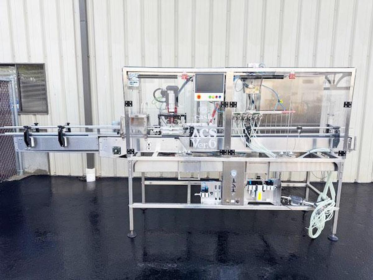 Used Cask ACSV6 Beverage Canning Line with (6) Head Can Fill, Seamer and V3 Depalletizer