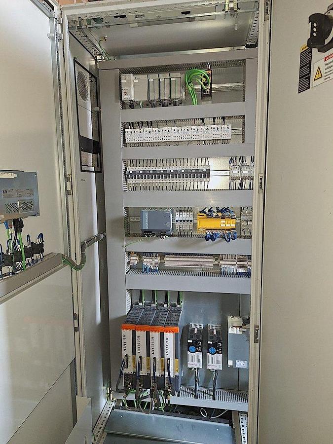 Used KOSME Complete Bottling Line Includes Depalletizer, Barifill Glass Filler & Flexa Labeler