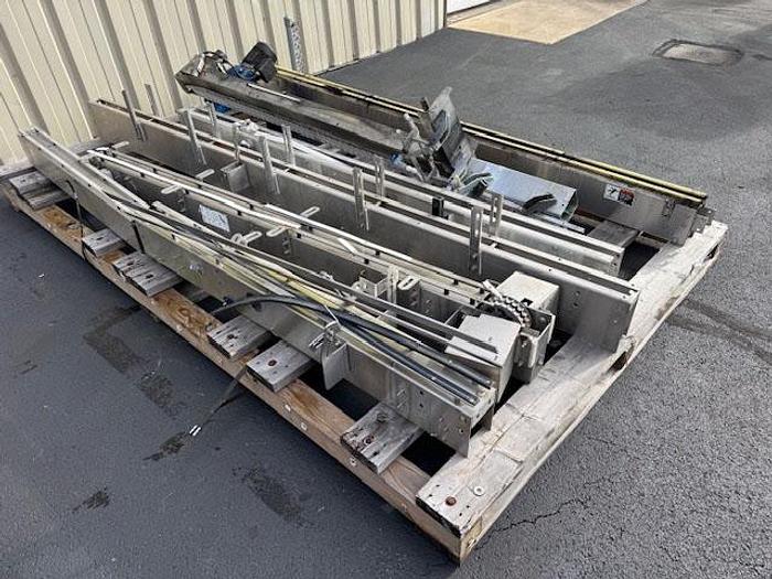 Used 146 feet (lot) Single File 3.25 Inch Wide Stainless Steel Conveyors