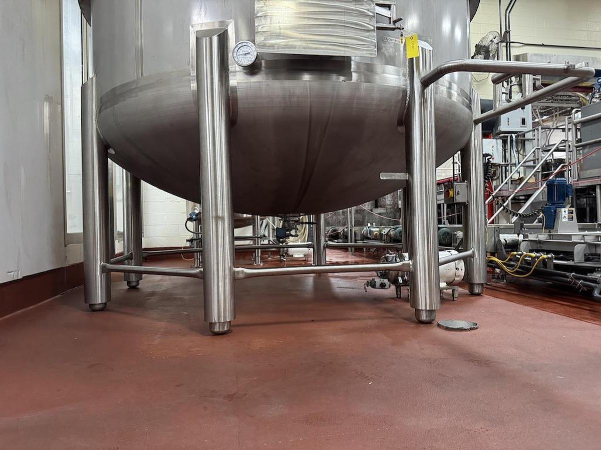 Used Feldmeier Equipment 6,500 Gallon Vertical Mix Tank, 316L Stainless Steel
