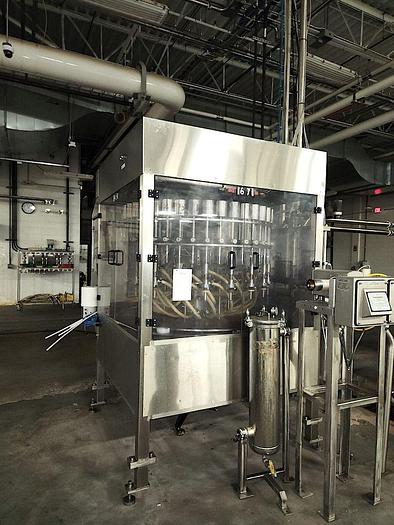 Used Packaging Dynamics 40 Valve Rotary Liquid Bottle Filler with DTM 12 Head Capper