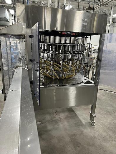 Used Packaging Dynamics 40 Valve Rotary Liquid Bottle Filler with DTM 12 Head Capper