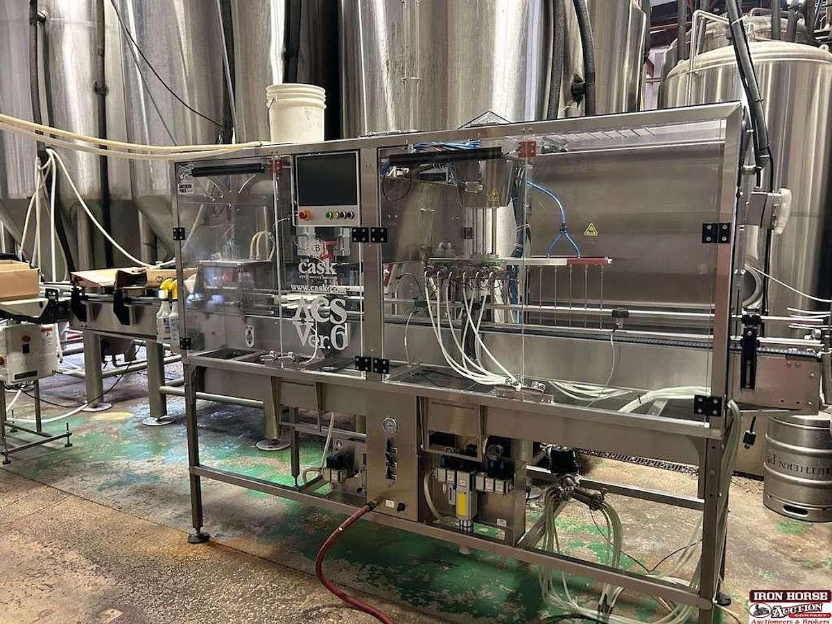 Used Cask ACSV6 Beverage Canning Line with (6) Head Can Fill, Seamer and V3 Depalletizer