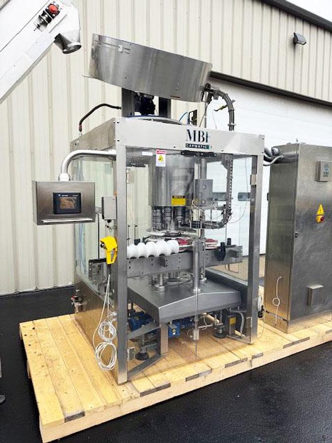 Used MBF CAPMATIC 9-Head Rotary T-Corker with Hopper Elevator Cork Feeder