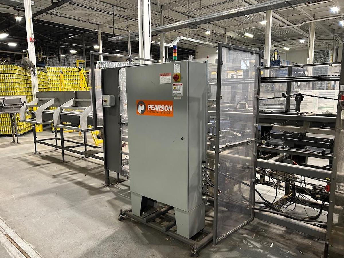 Used PEARSON CE60 SERVO Automatic Case Erector with Nordson Hot Glue System