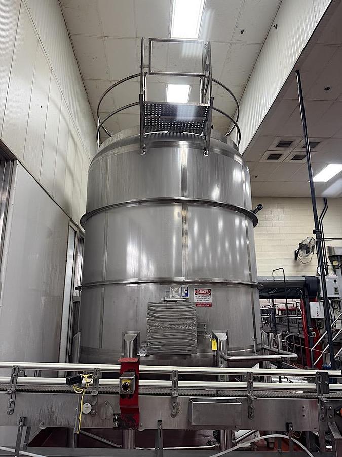 Used Feldmeier Equipment 6,500 Gallon Vertical Mix Tank, 316L Stainless Steel