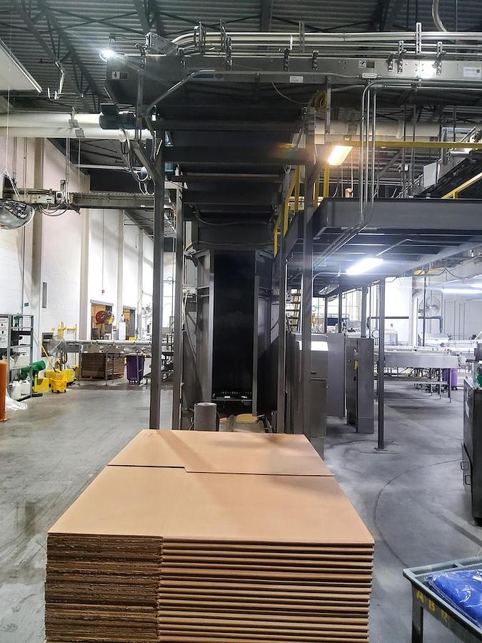 Used Busse / SJI Automatic High Level Bulk Container Depalletizer, Model W3002