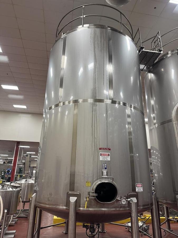 Used Feldmeier 15,000 Gallon Vertical Mix Tanks, 316L Stainless Steel