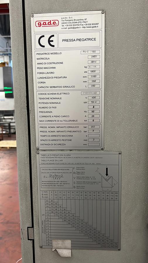Usato Pressa Piegatrice GADE PS-C 3160