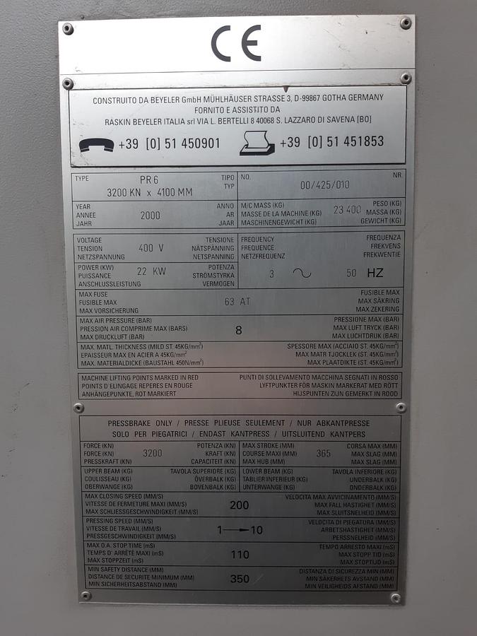Usato Beyeler PR6 320 x 4100 7 assi