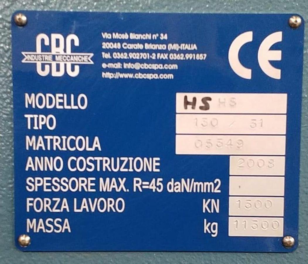 Usato Pressa Piegatrice CBC 3000×130 Ton 6 assi anno 2008
