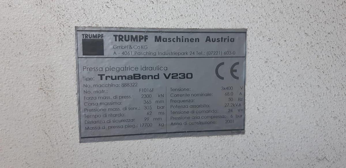 Usato Pressa Piegatrice TRUMPF V230 – 3000×230 Ton