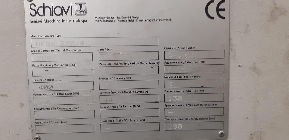 Usato Pressa piegatrice SCHIAVI HFBX 220/4
