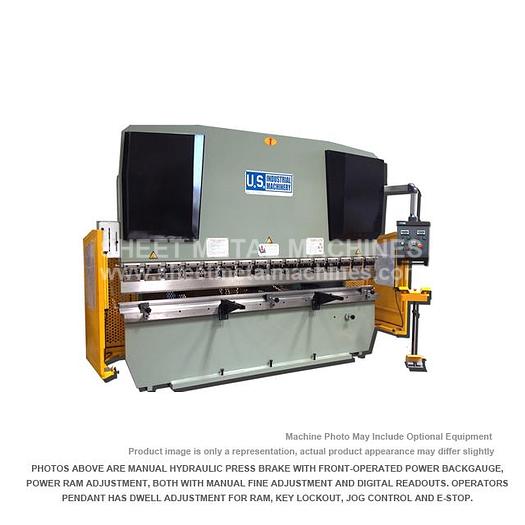 U.S. INDUSTRIAL Hydraulic Press Brake with Front Operated Power Backgauge and Power Ram Adjust USHB88-8HM