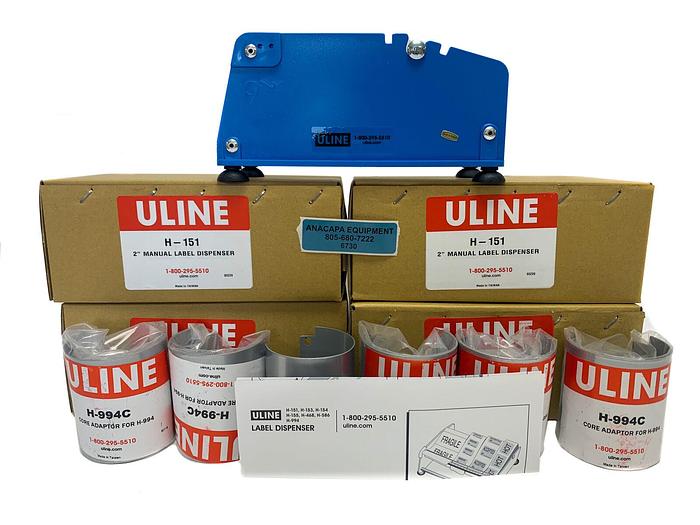 Uline H-151 2&#034; Manual Label Dispenser W/H-994C Core Adapter NEW Lot (6730)W