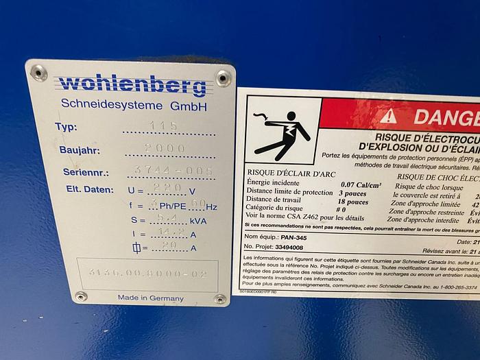 Used 45" WOHLENBERG GUILLOTINE PAPER CUTTER LIKE NEW CONDITION MFG 2001