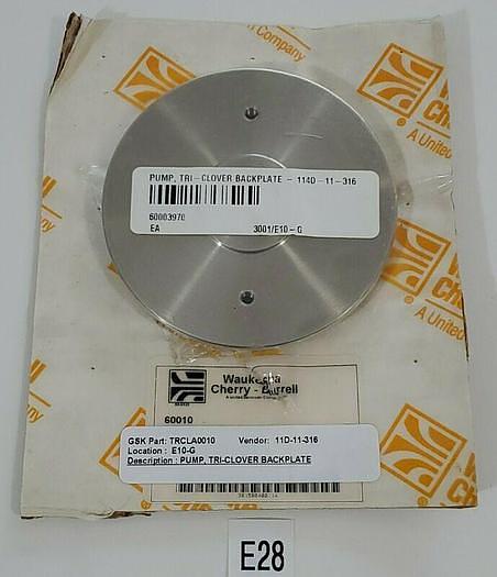 *NEW* TRI-CLOVER 114D-11-316 BACK PLATE + WARRANTY & FREE SHIPPING!