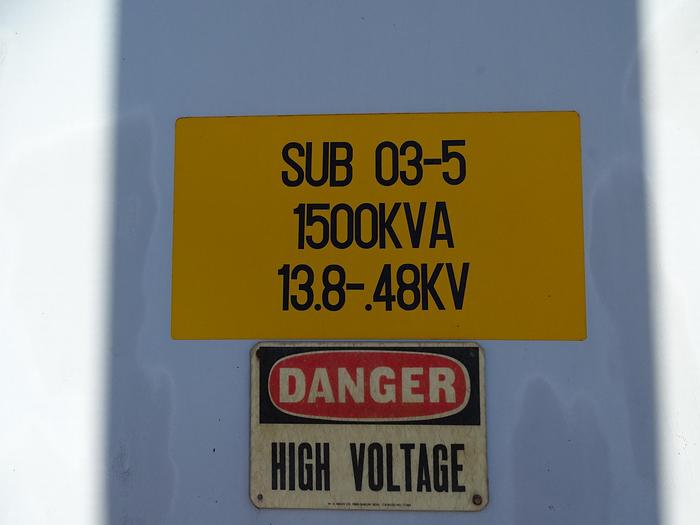 Used 1,500 KVA 13,000V SIEMENS-ALLIS SUBSTATION 480Y/277 VOLTS CU WINDING